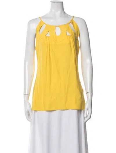 Pre-owned Loeffler Randall Silk Asymmetrical Top In Yellow