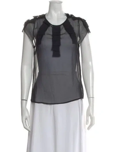 Pre-owned Loeffler Randall Silk Crew Neck Top In Black