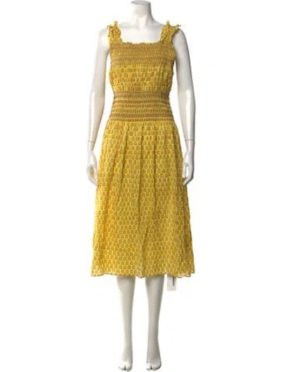 Pre-owned Loeffler Randall Silk Midi Length Dress In Yellow