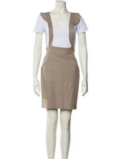 Pre-owned Loeffler Randall Silk Midi Length Skirt In Neutral