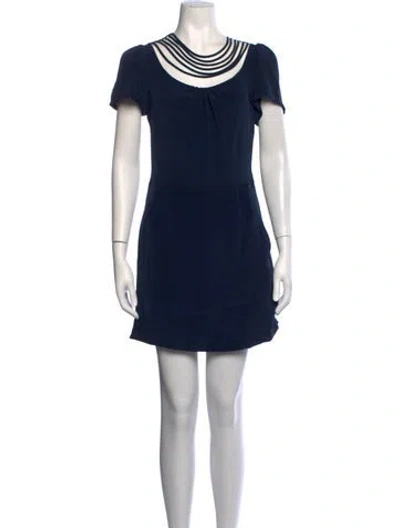 Pre-owned Loeffler Randall Silk Mini Dress In Blue