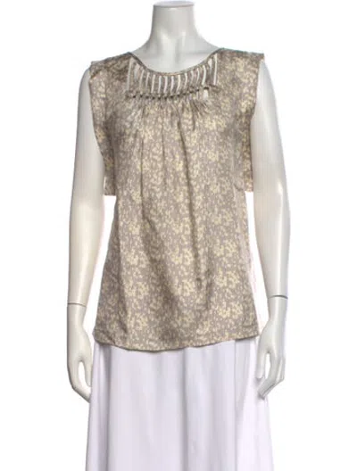 Pre-owned Loeffler Randall Silk Patterned Blouse In Gold