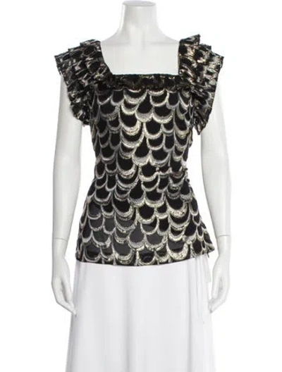 Pre-owned Loeffler Randall Silk Patterned Top In Multi