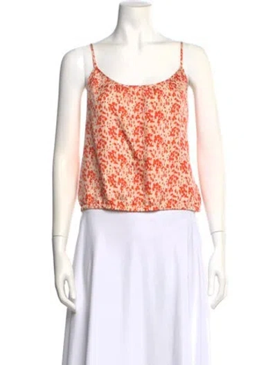 Pre-owned Loeffler Randall Silk Printed Crop Top In Orange