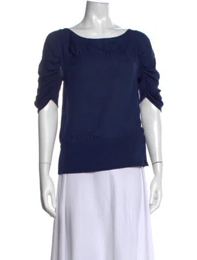 Pre-owned Loeffler Randall Silk Scoop Neck Top In Blue