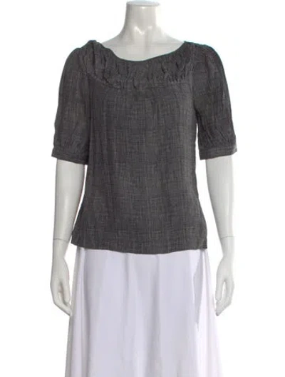 Pre-owned Loeffler Randall Silk Scoop Neck Top In Gray