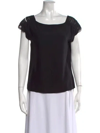 Pre-owned Loeffler Randall Silk Square Neckline Top In Black