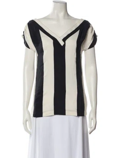 Pre-owned Loeffler Randall Silk Striped Top In Neutral