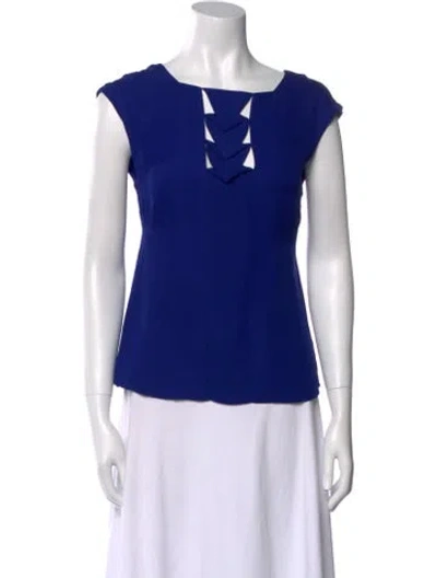 Pre-owned Loeffler Randall Silk V-neck Blouse In Blue