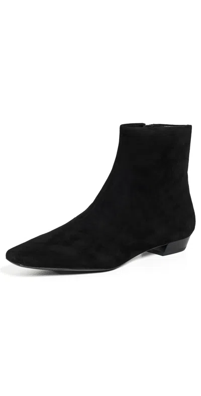 Loeffler Randall Siya Suede Flat Ankle Boots Black In Animal Print