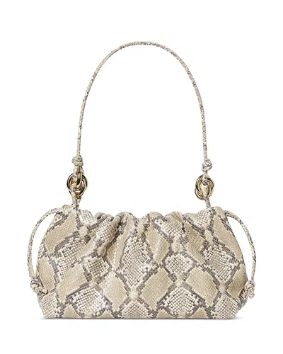 Loeffler Randall Snake Embossed Leather Shoulder Bag In Brown