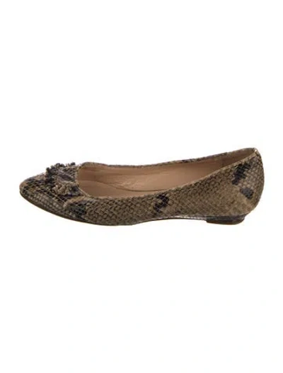 Pre-owned Loeffler Randall Snakeskin Animal Print Ballet Flats