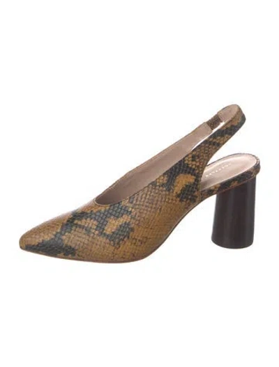 Pre-owned Loeffler Randall Snakeskin Animal Print Slingback Pumps
