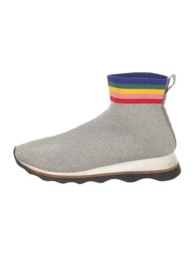 Pre-owned Loeffler Randall Sock Sneakers In Gray