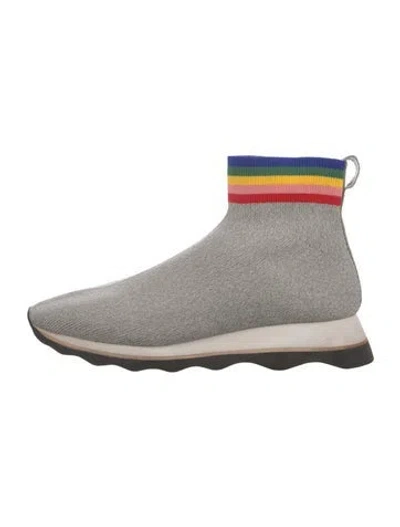 Pre-owned Loeffler Randall Sock Sneakers In Gray