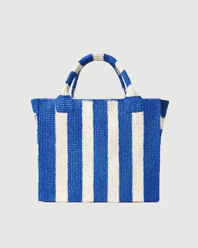 Loeffler Randall Sol Striped Crochet Raffia Tote Bag In Blue