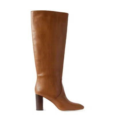 Loeffler Randall Solid Color Leather Knee Boots In Brown