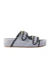 Loeffler Randall Embroidered Raffia Platform Slides In Blue