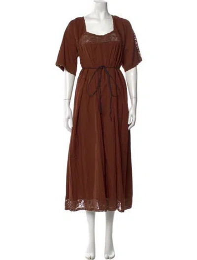 Pre-owned Loeffler Randall Square Neckline Long Dress In Brown