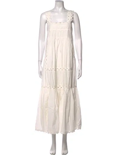 Pre-owned Loeffler Randall Square Neckline Long Dress In Neutrals