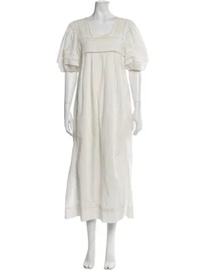 Pre-owned Loeffler Randall Square Neckline Long Dress In Neutrals