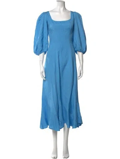 Pre-owned Loeffler Randall Square Neckline Long Dress W/ Tags In Blue