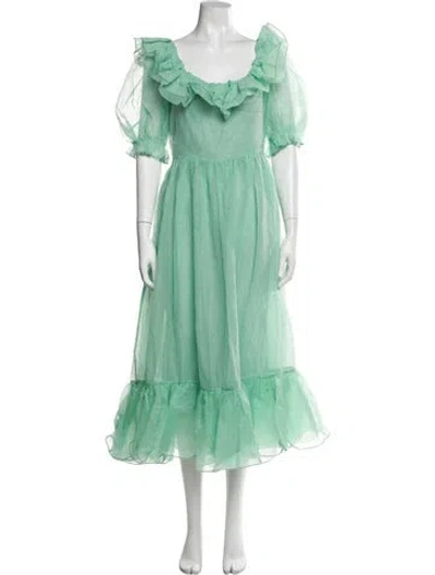 Pre-owned Loeffler Randall Square Neckline Long Dress W/ Tags In Blue