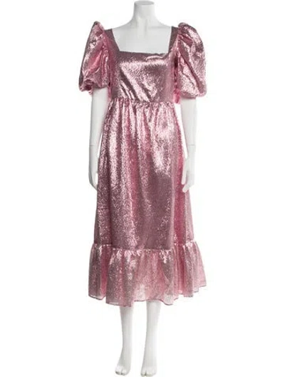 Pre-owned Loeffler Randall Square Neckline Long Dress W/ Tags In Pink