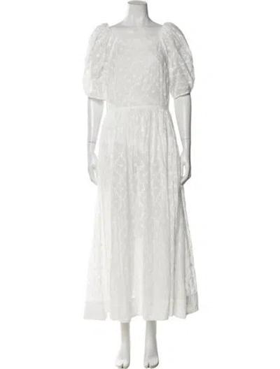 Pre-owned Loeffler Randall Square Neckline Long Dress In White