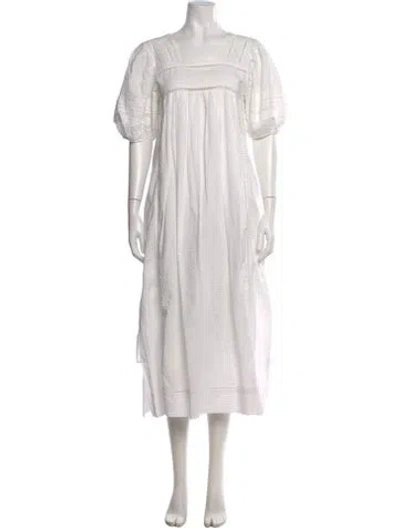 Pre-owned Loeffler Randall Square Neckline Long Dress In White