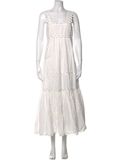 Pre-owned Loeffler Randall Square Neckline Long Dress In White