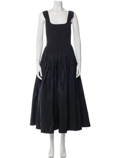 Pre-owned Loeffler Randall Square Neckline Midi Length Dress In Black