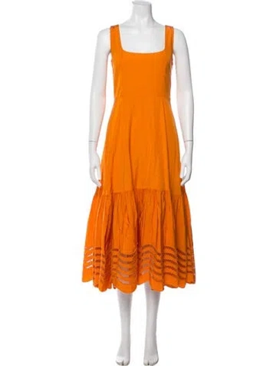 Pre-owned Loeffler Randall Square Neckline Midi Length Dress In Orange