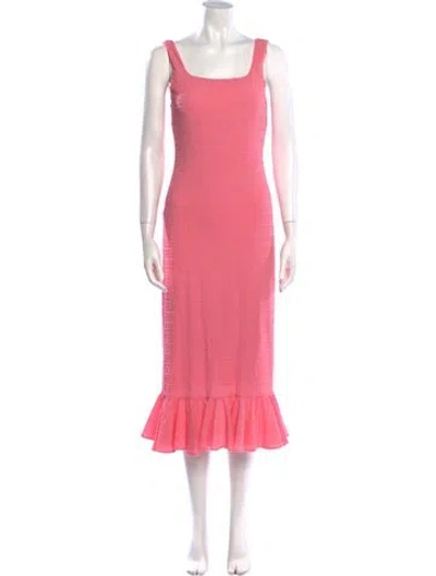Pre-owned Loeffler Randall Square Neckline Midi Length Dress In Pink