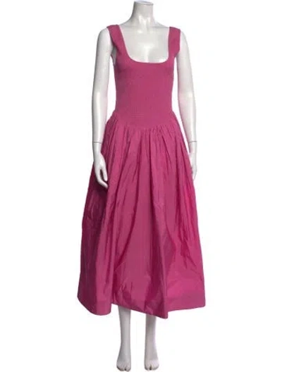 Pre-owned Loeffler Randall Square Neckline Midi Length Dress In Pink
