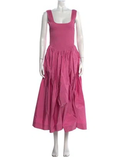 Pre-owned Loeffler Randall Square Neckline Midi Length Dress In Pink