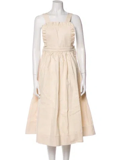 Pre-owned Loeffler Randall Square Neckline Midi Length Dress W/ Tags In Neutral