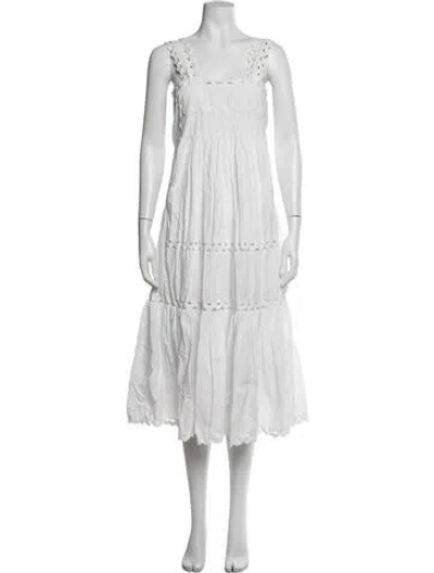 Pre-owned Loeffler Randall Square Neckline Midi Length Dress In White