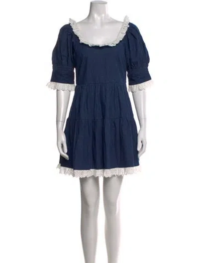Pre-owned Loeffler Randall Square Neckline Mini Dress W/ Tags In Blue
