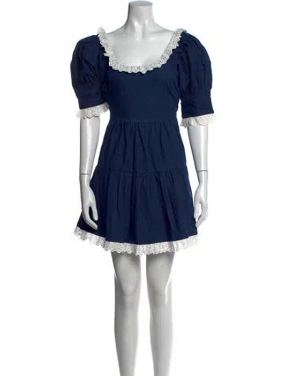 Pre-owned Loeffler Randall Square Neckline Mini Dress W/ Tags In Blue