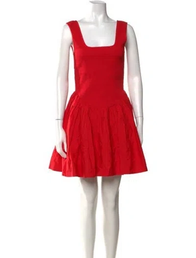 Pre-owned Loeffler Randall Square Neckline Mini Dress W/ Tags In Metallic/red
