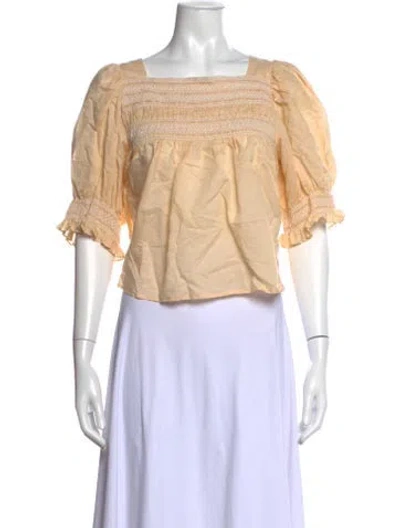 Pre-owned Loeffler Randall Square Neckline Short Sleeve Top In Neutral