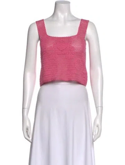 Pre-owned Loeffler Randall Square Neckline Sleeveless Crop Top W/ Tags In Pink