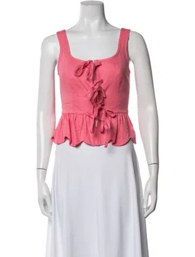 Pre-owned Loeffler Randall Square Neckline Sleeveless Crop Top W/ Tags In Pink