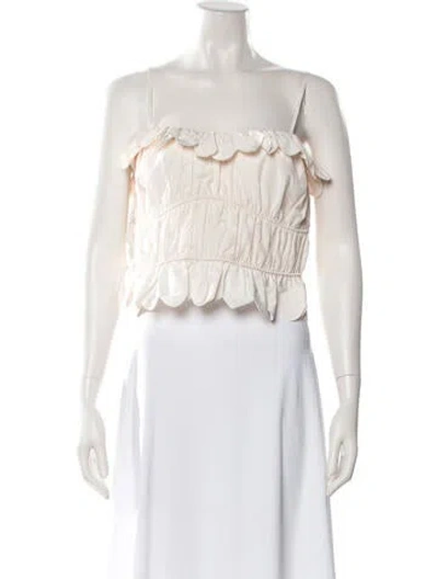Pre-owned Loeffler Randall Square Neckline Sleeveless Crop Top In White