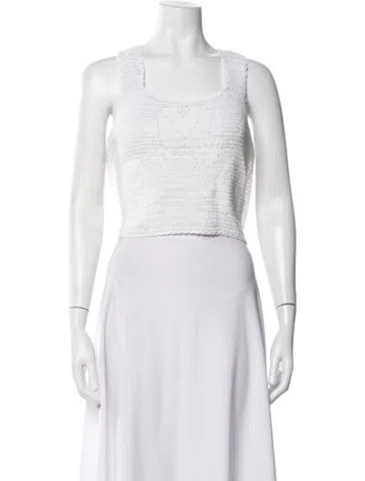 Pre-owned Loeffler Randall Square Neckline Sleeveless Top W/ Tags In White