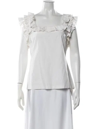 Pre-owned Loeffler Randall Square Neckline Sleeveless Top In White