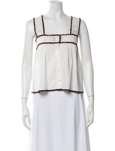 Pre-owned Loeffler Randall Square Neckline Sleeveless Top In White