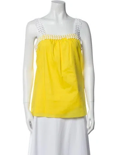 Pre-owned Loeffler Randall Square Neckline Sleeveless Top In Yellow