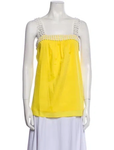 Pre-owned Loeffler Randall Square Neckline Sleeveless Top In Yellow